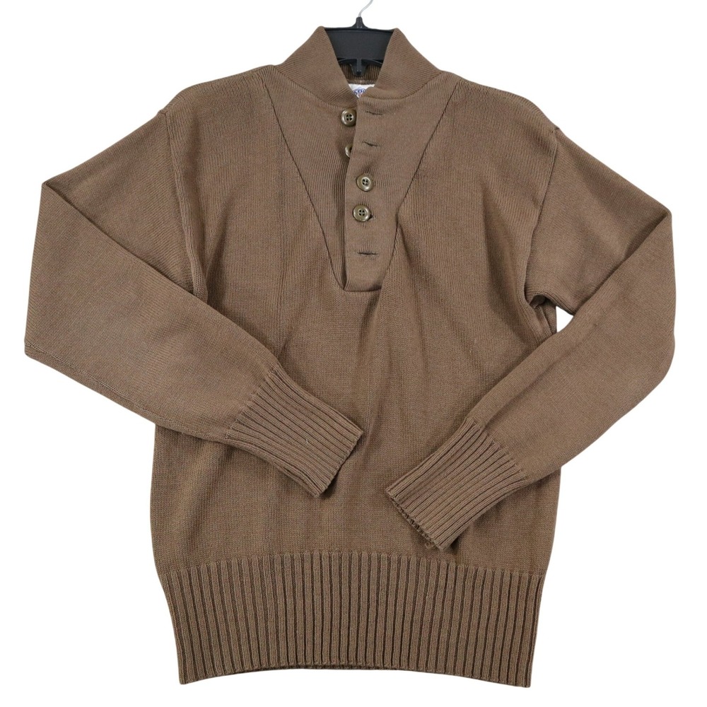 US Military DSCP Garrison Commando Sweater Mens M Brown Henley Button Army Use
